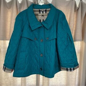 Burberry Quilted Coat Women’s Size XL Teal
